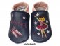 Preview: Lederpuschen dunkelblau-rosa mit Namen bordeauxe Sterne rosa Ballettschuhe altrosa-weiß rechts und links Tänzerin altrosa-bordeauxe mit Sterne rosa lederpuschenstube